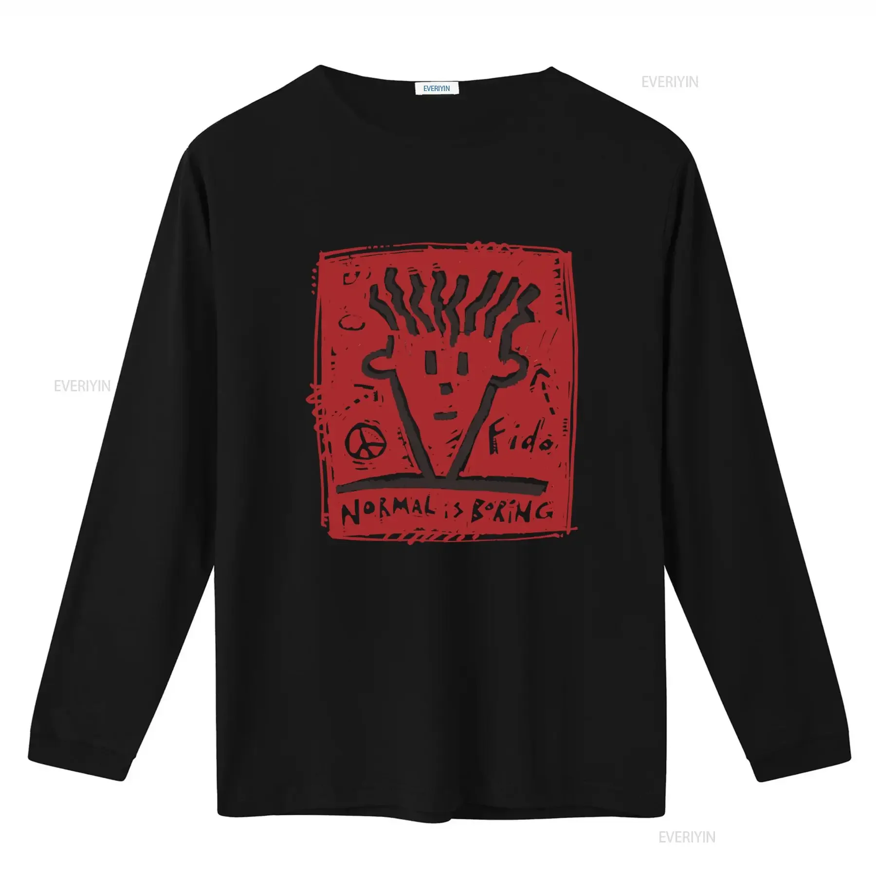 Vintage 1985 FIDO DIDO Normal Is Boring T Shirt Distressed Look Peace Symbol 80s Skater Surfer Style vintage Washed Versatile