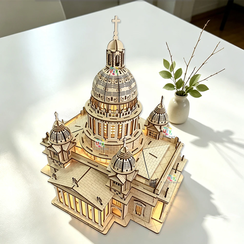 3D Wooden Puzzle Royal Castle Isaac's Cathedral in Russia Model With LED Light Assembly Kits For Adult DIY Decoration for Gifts