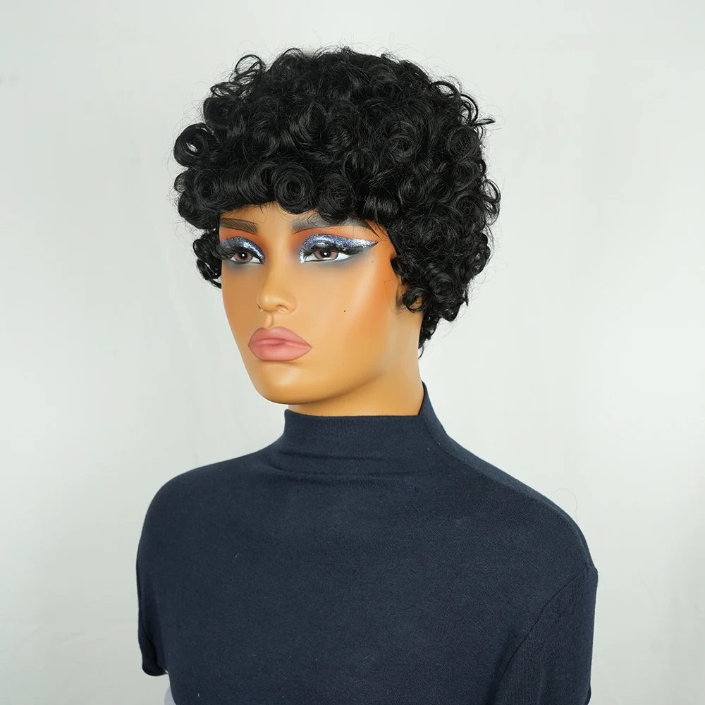 البيض الضفيرة عابث قطع شعر مستعار شعر الإنسان كامل آلة صنع شعر مستعار البرازيلي قصيرة عابث بوب قطع خصلات الشعر المستعار الإنسان شعر مستعار قصير أسود طبيعي #4