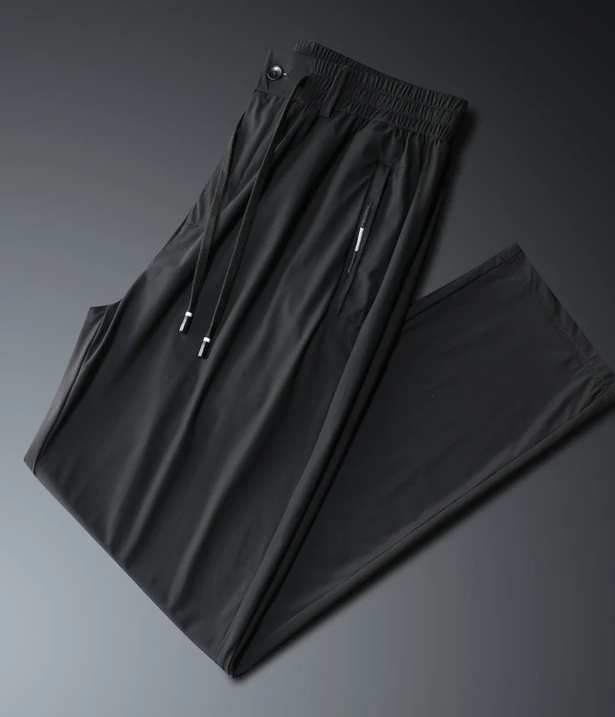 

Ice Silk Men's Spor Summer plus Size Long Pants Qui Dry Outdoor Wear Faionable Urban Loose Fit Straight Leg Trousers