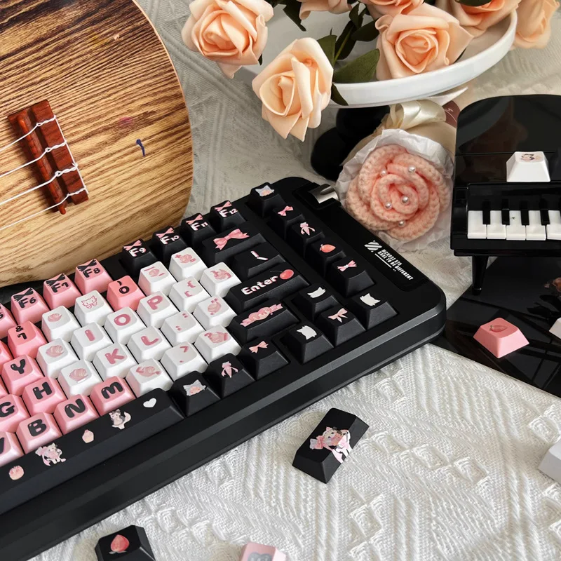 Original factory height maid cat personality theme PBT full five-sided sublimation mechanical keyboard keycap connection customi