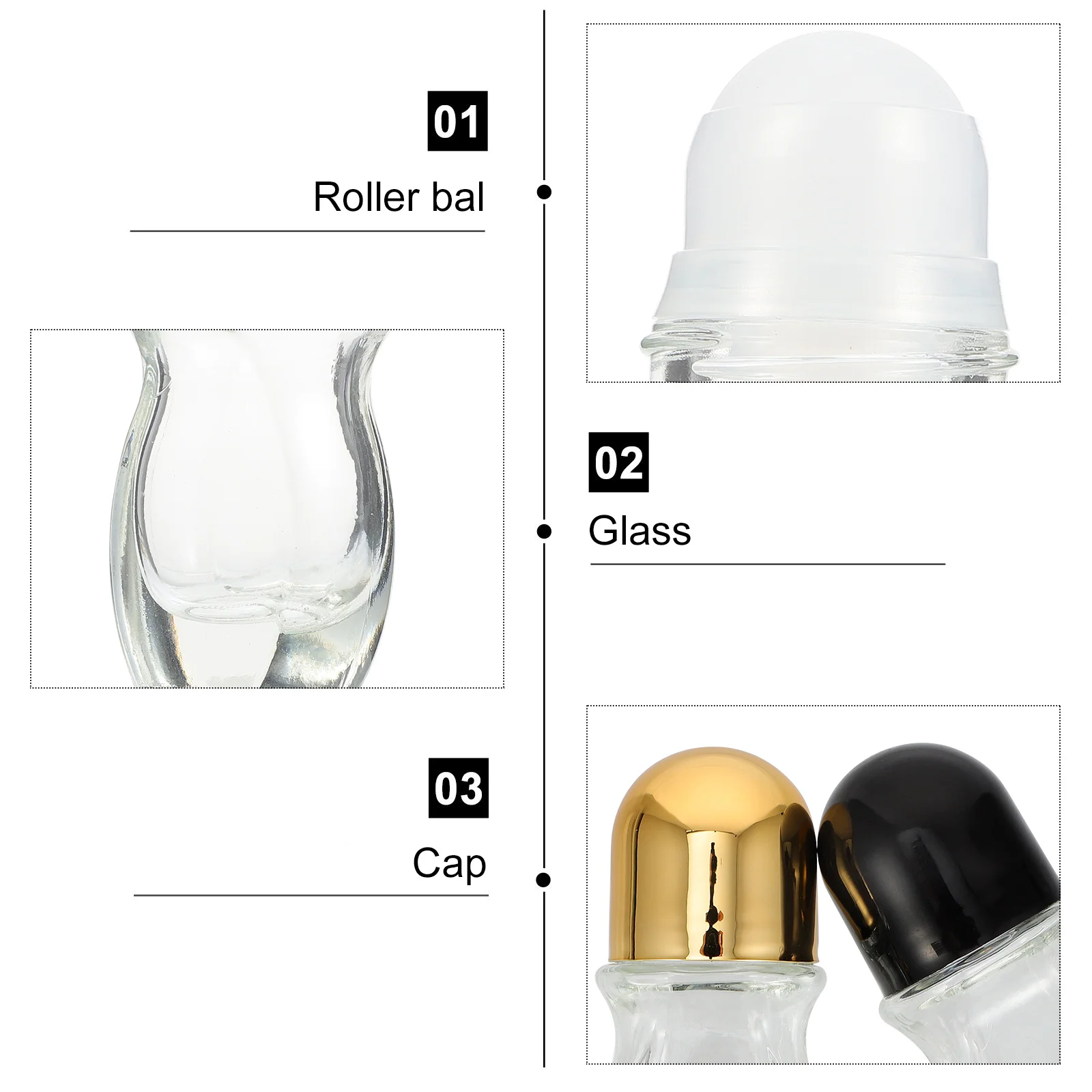 Petites bouteilles à roulettes en verre 30ml, 4 pièces, distributeur rechargeable d'huile essentielle d'aromathérapie, récipient de voyage étanche