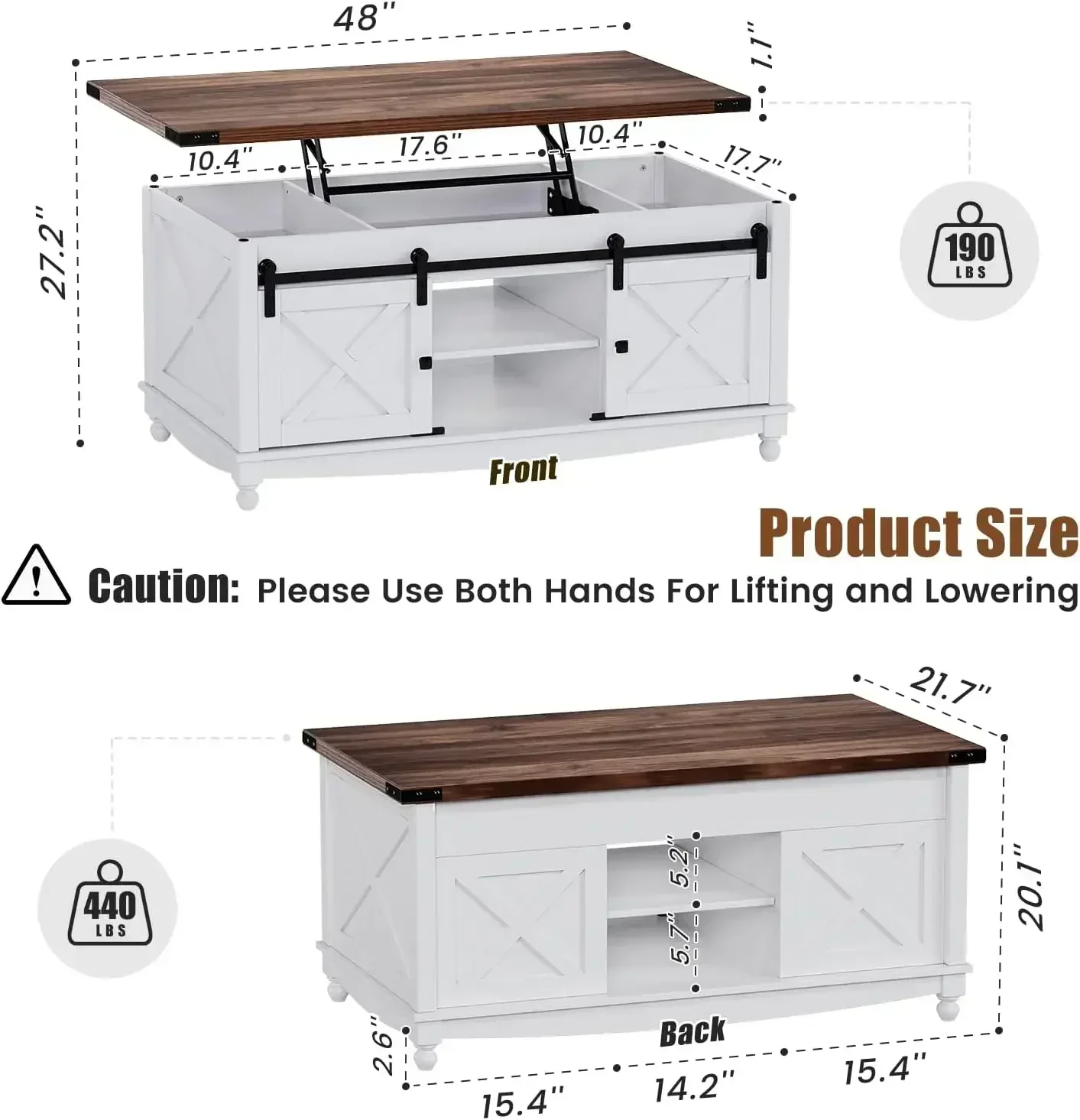 [Новое поступление, бесплатная доставка! ]Горячая распродажа, 48-дюймовый журнальный столик с подъемным верхом для фермерского дома и раздвижной дверью сарая для хранения и большой скрытой