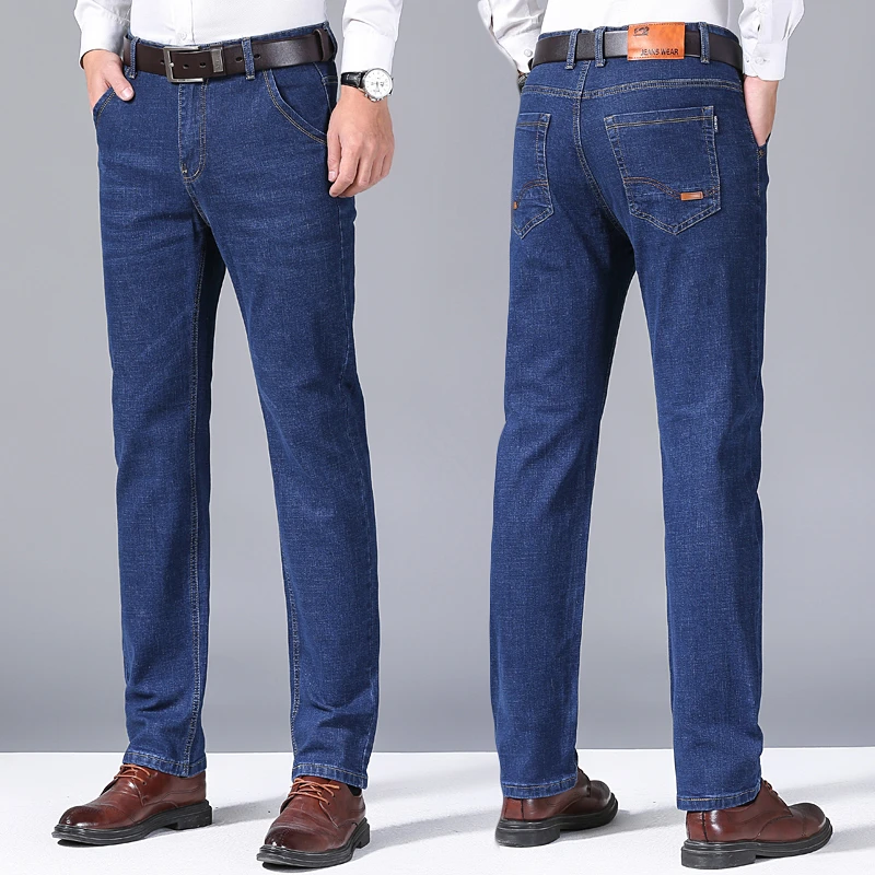 Klassische lange gerade Freizeithose für Herren, modische Denim-Jeans, Business-Cual-Hose, Übergröße 28–50