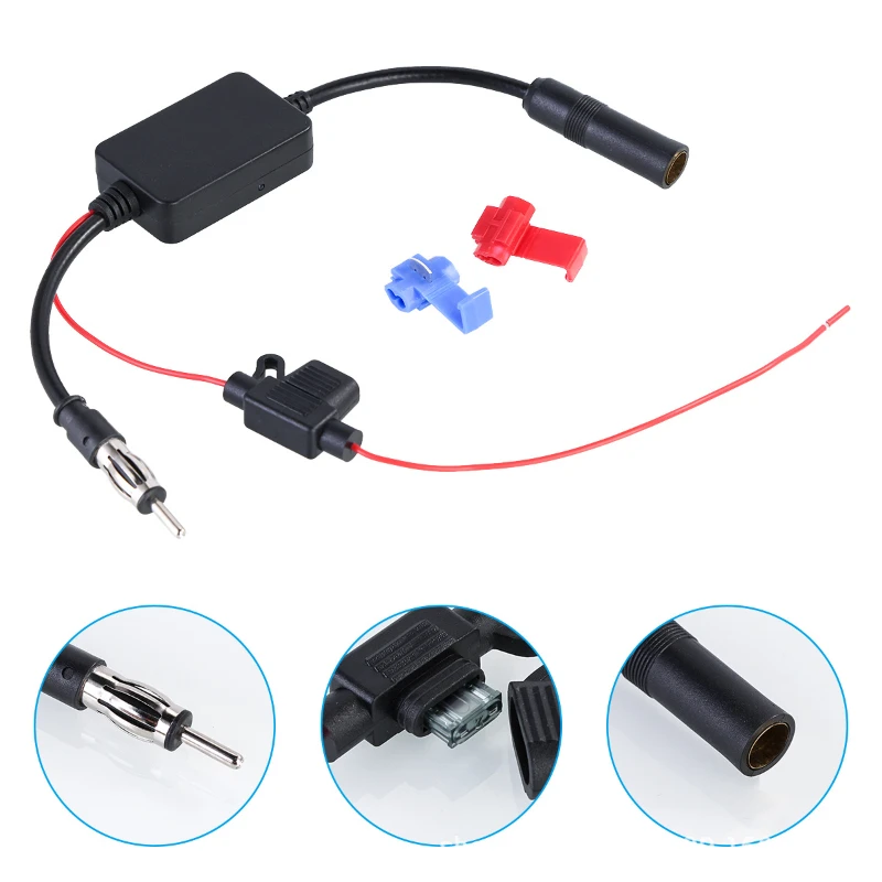 Universal 12V Auto Car Antenna Radio FM Signal Amp Amplifier Booster For Marine Car Vehicle AM/FM Amplifier 88-108MHz