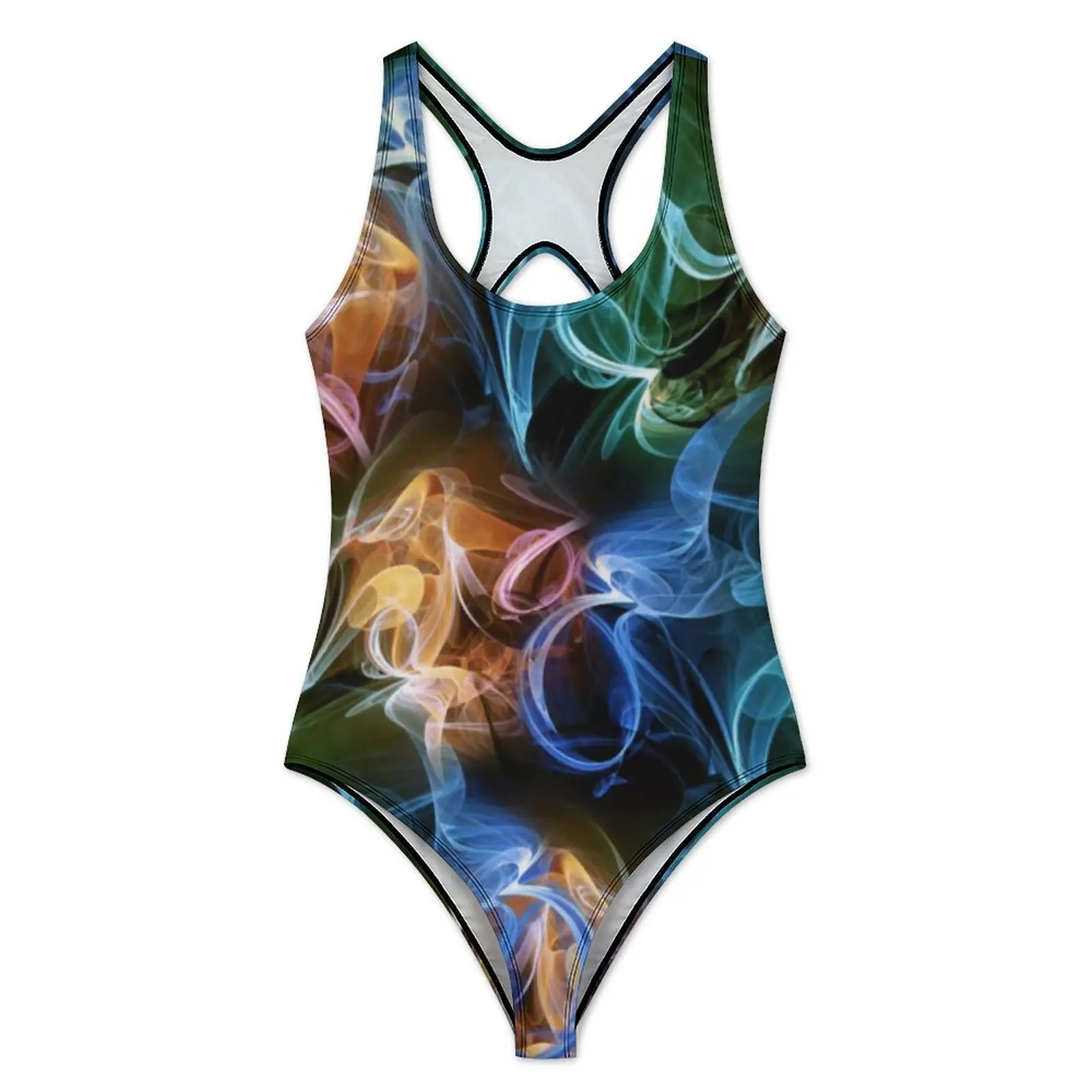 Colorful Liquid Swimsuit Abstract Print Swimwear One-Piece Fitness Swimsuits Sleeveless Bathing Suit Lady Push Up Sexy Beachwear