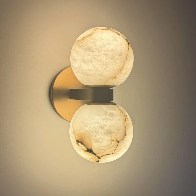 Luxury Spanish Cloud Onyx Wall Sconce Wabi Sabi Style Solid Brass Wall Light Hallway Foyer Bedroom Bedside Ambient Lighting