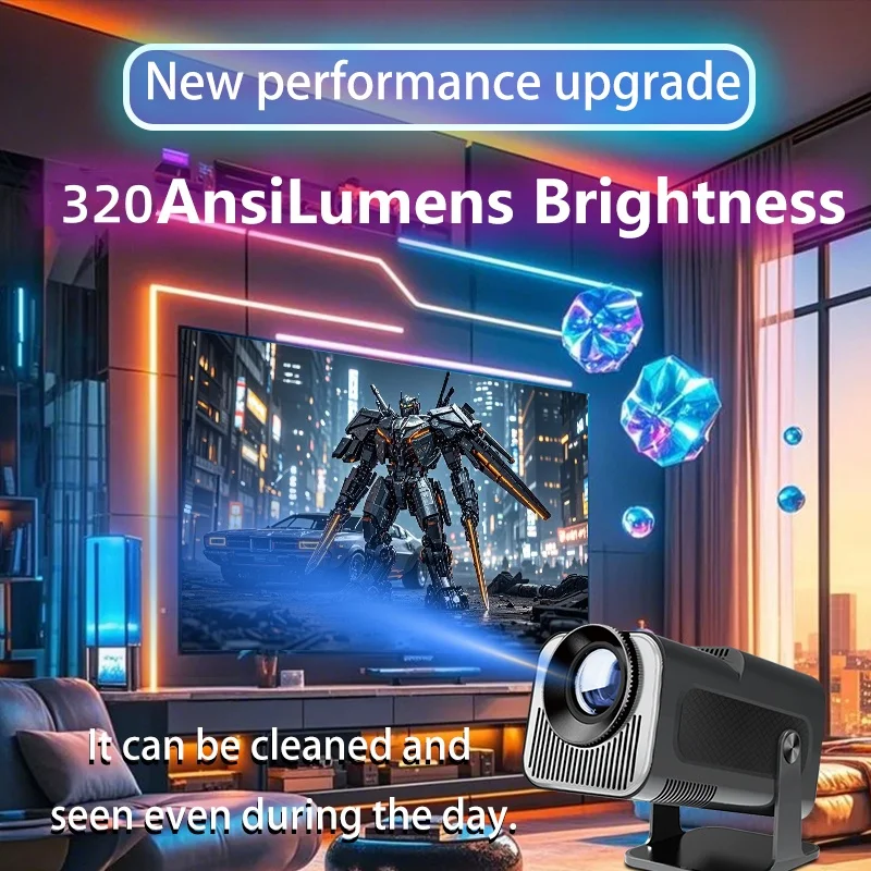 HY320Mini proyector Android11 Wifi6 320ANSI Allwinner H713 nativo 1280*720P HD proyector portátil inteligente para cine en casa y oficina