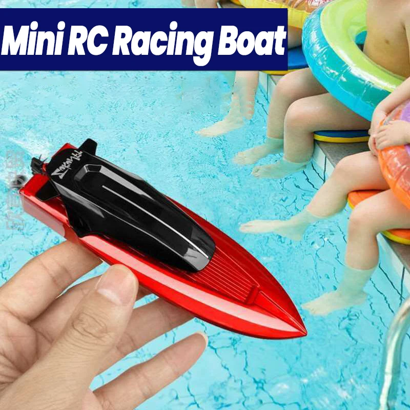 Mini Rc Boat 5Km/h with Led Light Remote Control Racing Boat Waterproof Palm-Boat Outdoor Water Games Pool Toy Electric Toys