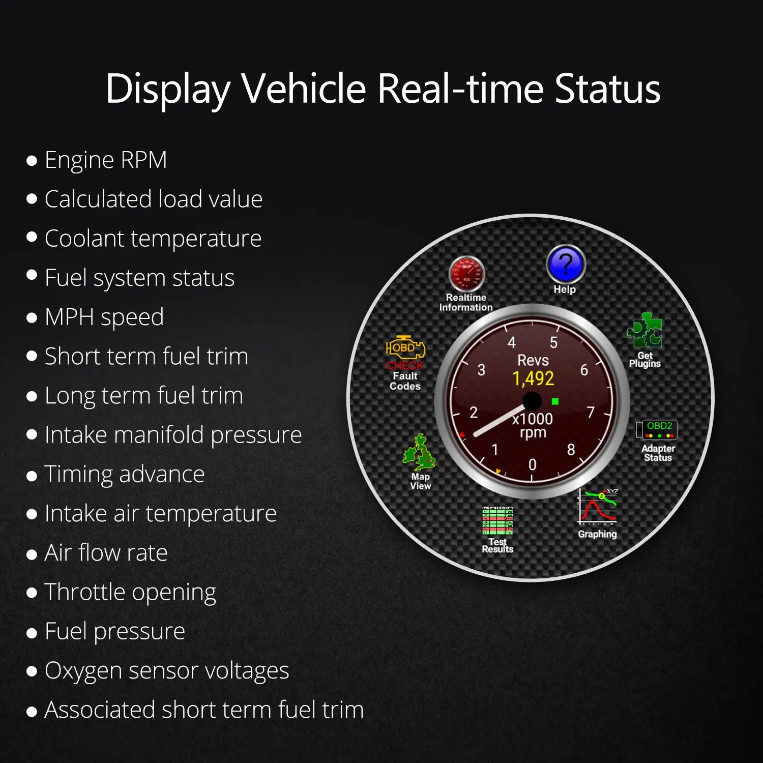 OBD2 Scanner Adapter BT, Wireless Diagnostic Code Reader OBD II Scan Tool Reset & Clear Check Car Engine Light