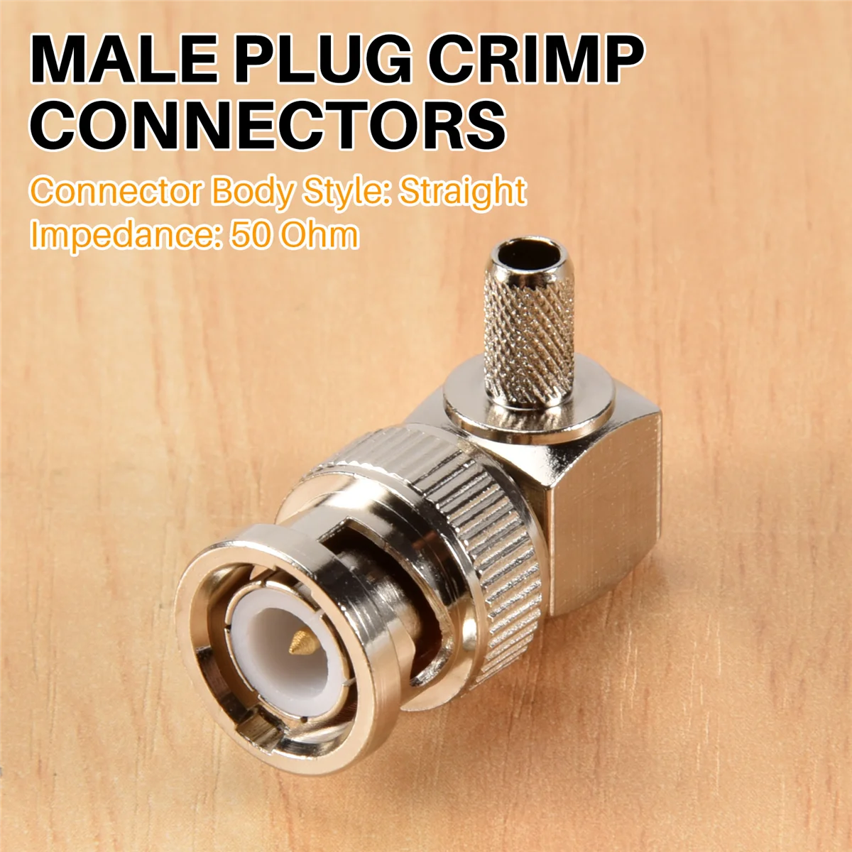 新しい 3C-BNC オスプラグ直角圧着 RG58 RG400 RFC195 同軸アダプタコネクタ、シルバー