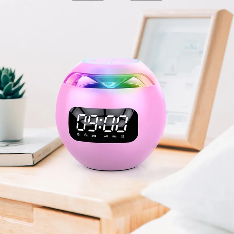 AI Smart Bluetooth Speaker Home Room Decora Alarm Clock With LED Display FM Radio Colorful Light TF Card MP3 Player Table Clock