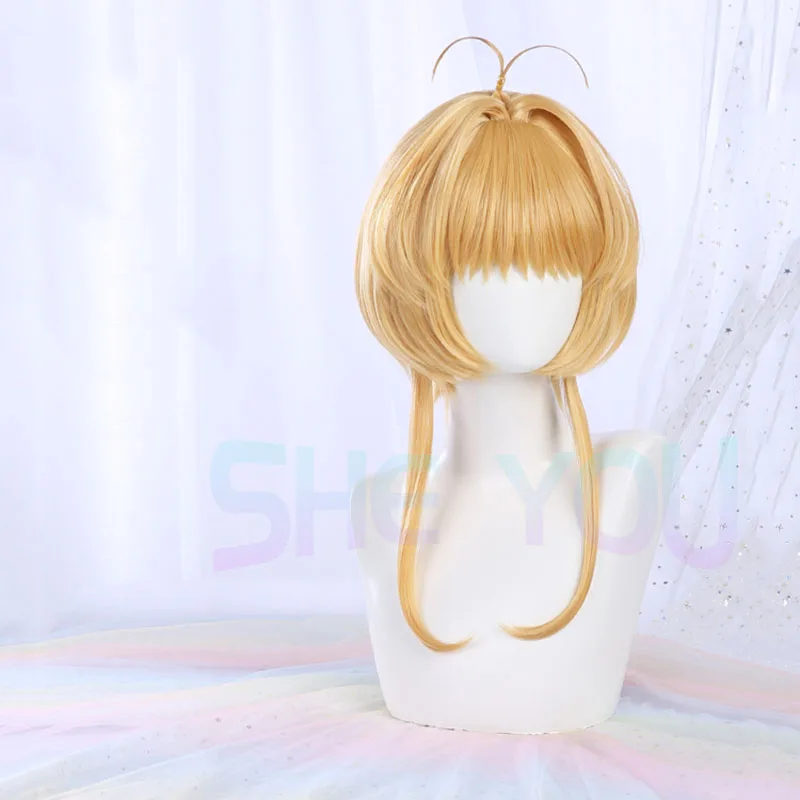 Cardcaptor Sakura peruka do Cosplay Sakura Kinomoto peruka do Cosplay 45cm brązowa peruka Cosplay Anime peruka do Cosplay żaroodporna peruka syntetyczna