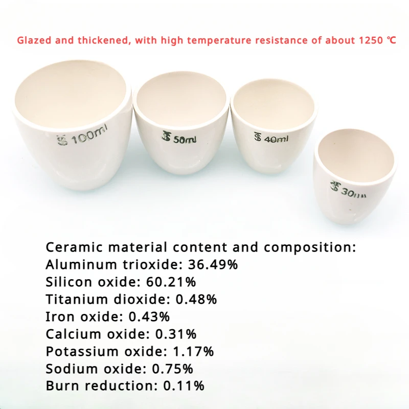 Thickened Material Laboratory Ceramic Crucible 25/30/150/200/300ml High Temperature Resistant with Lid