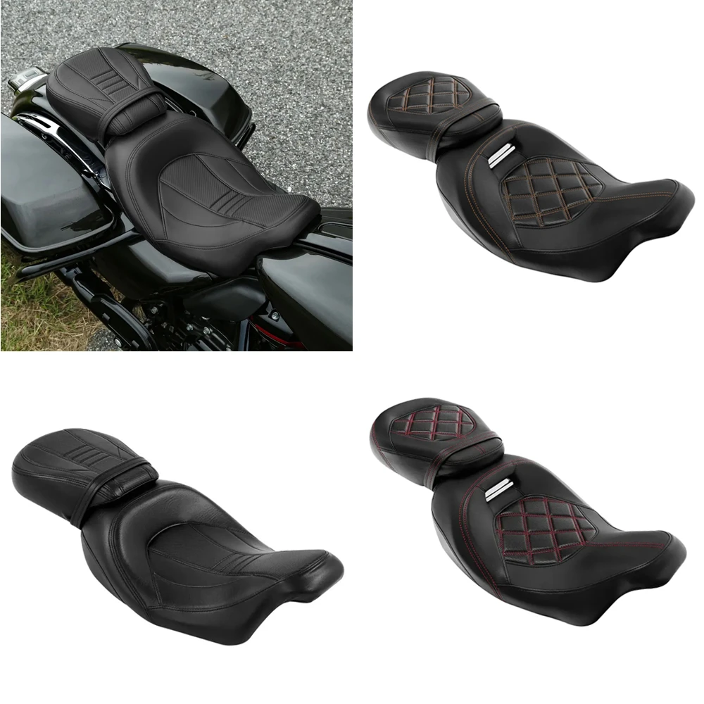 

Motorcycle Driver Passenger Seat Cushion Front Rear Seat For Harley Touring Electra Glide CVO Street Glide Road King 09-22