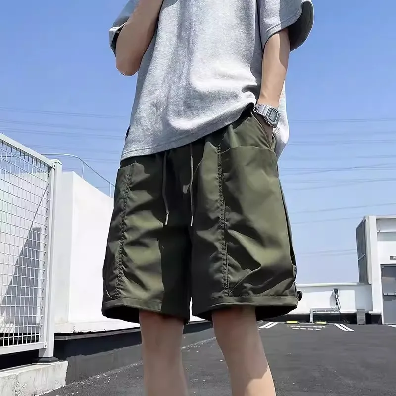 

Loose Fit Bla Workwear orts Men's Summer Thin Casual Five-Quarter Length American Sle Teen Boys' Polyester Fiber orts