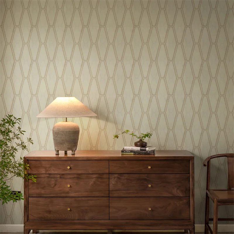 

Chinese-style non-woven plaid wallpaper high-grade sense shop decoration living room bedroom study background wall wallpaper