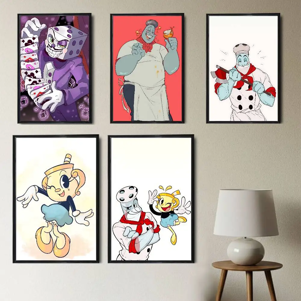Pôster Cuphead do jogo Chef Saltbaker King Dice, arte de parede moderna para decoração de escritório e bar, melhor presente, adesivo impresso em papel PP