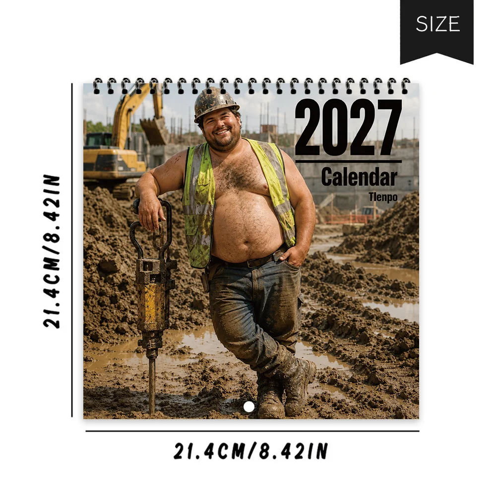 1pc 2027 Wall Calendar, Construction Industry Theme 12-month Monthly Planner, Perfect Gift For Birthdays, Christmas, New Year