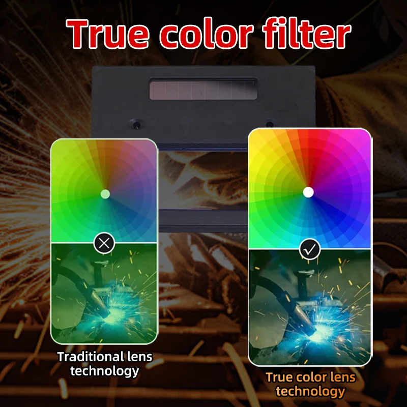 Welding Mask Solar Automatic Dimming Large View True Color  Welder Auto Darkening Welding Helmet