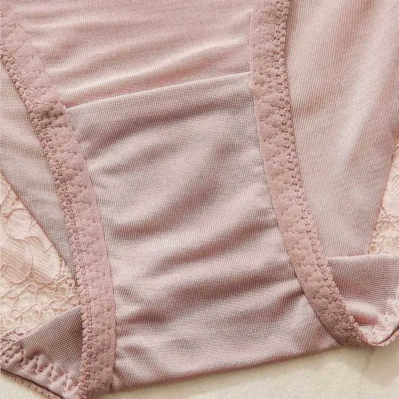 2pcs 100% Natural Silk Underwear for Women Underpants Lady Panties Low Rise Lace Deco Silk Briefs Breathable Lingerie