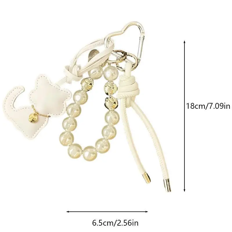 1 Stück Handtaschen-Schlüsselanhänger, Neue Imitationsperlen-Katzen-Handykette, Geschenk, Hängeornament, Anhänger für Frauen und Mädchen – Detail 9