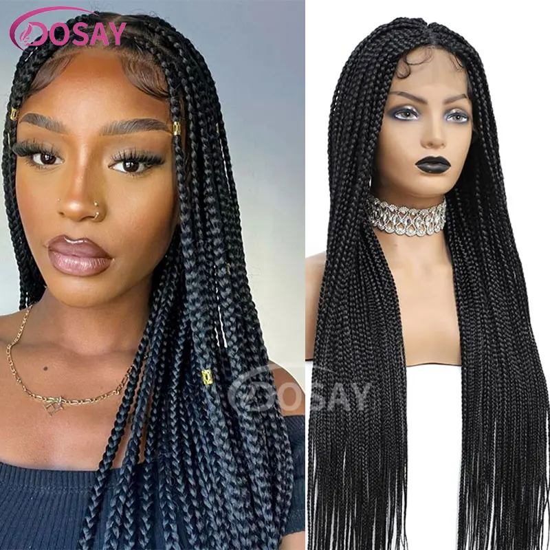 

New Arrival 36 Inches Synthetic Square Knotless Box Braided Wigs Full Lace Frontal With Baby Hair For Black Women Braided Wigs