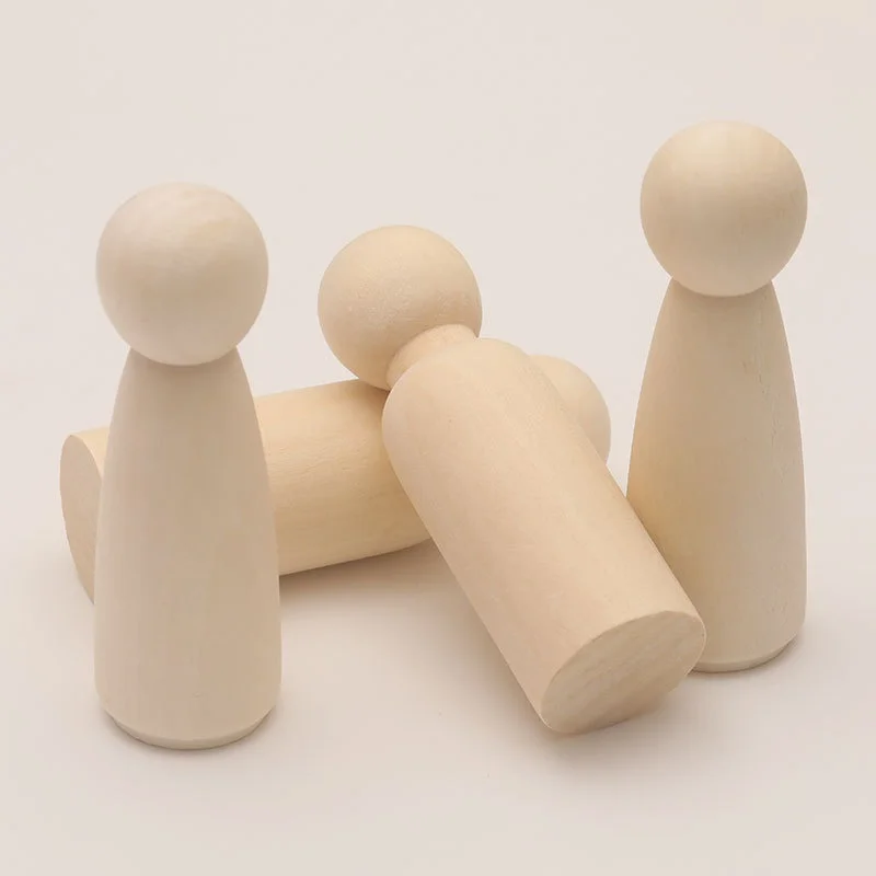 10pcs Wooden Peg Doll Unfinished Wooden People Plain Blank Bodies Angel Dolls for DIY Craft Puppet