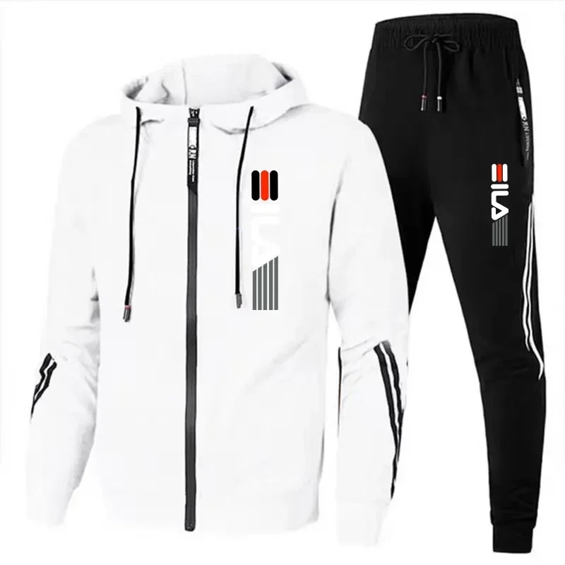 Ein zweiteiliges Herren-Set aus Kapuzen-Sweatshirt mit Reißverschlureizeit-Fitness- und Joggingbekleidung im Frühling und Herbst view 5