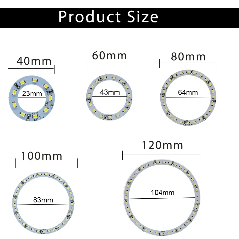 1Pcs 12V LED Ring Angle Eyes Car Headlight Halo Lights 1210 3525 Led Angle Eyes Bulb 40mm 60mm 80mm 100mm 120mm Red White Blue