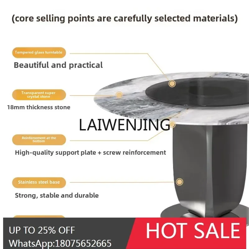 minimalist marble turntable dining table and chair combination light luxury high-end microcrystalline stone dining table