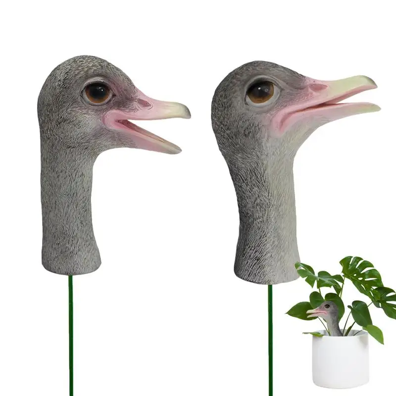 

Ostrich Sculpture Animal Garden Stakes Resin Kawaii Ornament Model Desktop Ostrich Interior Flower Pot Courtyard Accessories