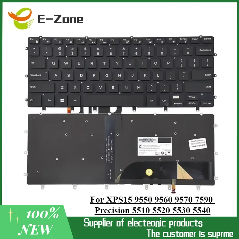 New 0GDT9F GDT9F For Dell XPS15 9550 9560 9570 7590 Precision 5510 5520 5530 5540 INS15 7558 7568 Laptop Keyboard With Backlight