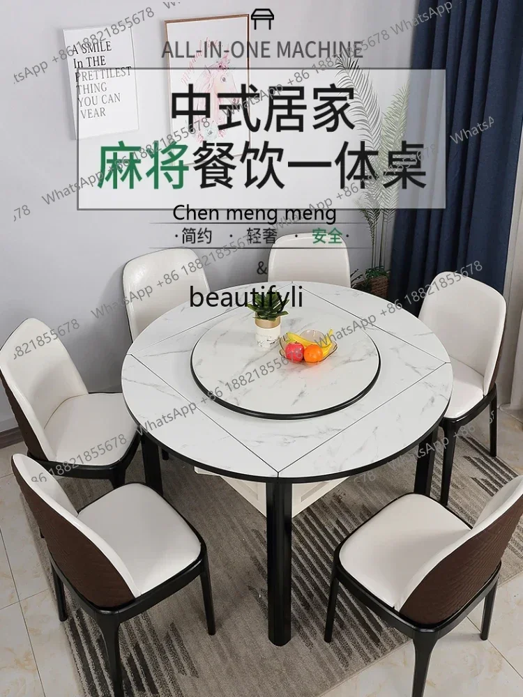z1q Mahjong Machine Automatic Folding High-End Dining Table Roller Coaster Mute Solid Wood Chinese Mahjong Machine