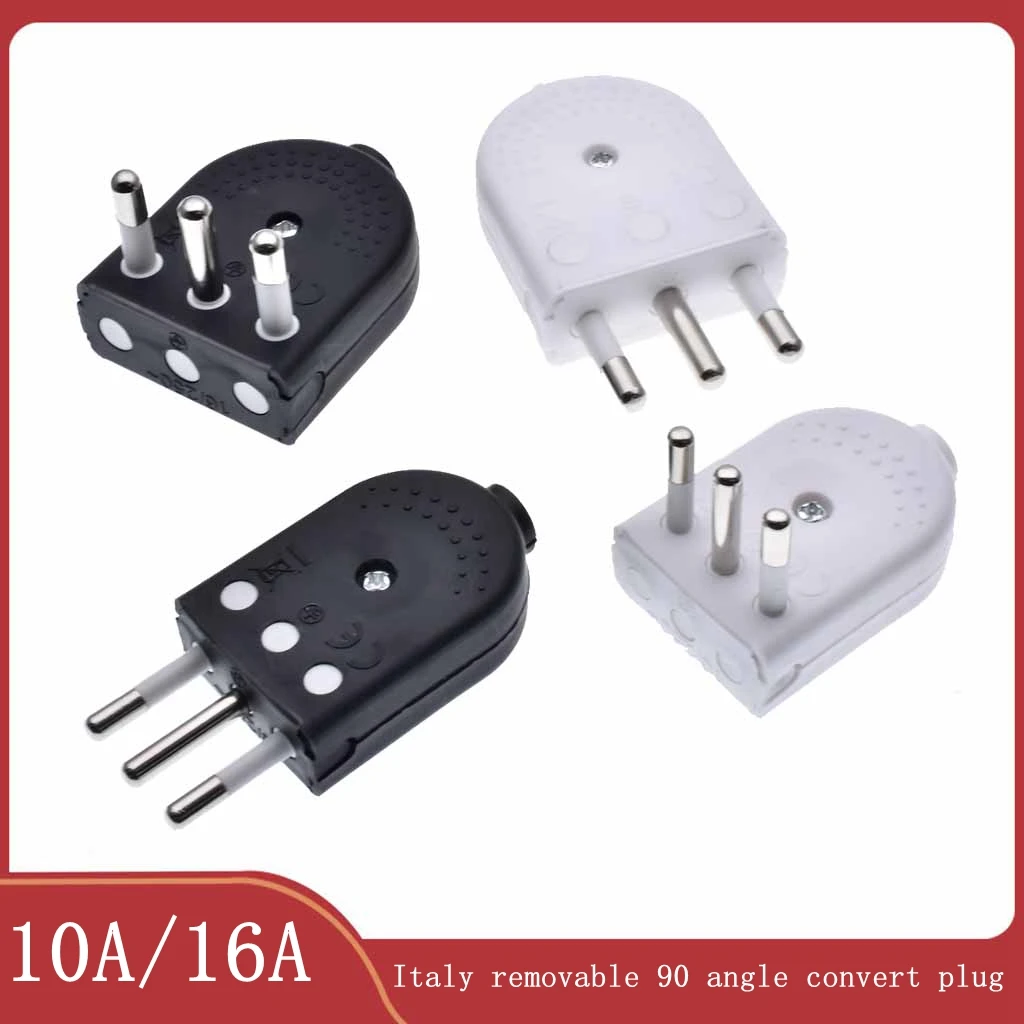 Multi-function European Italy Wiring Power Plug Removable 90 angle EU Convert Plug Power Cable Connector Type L 10A/16A 250V