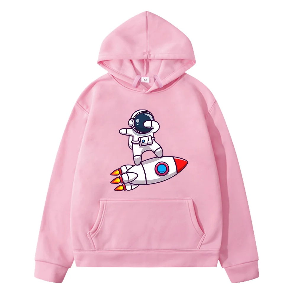 Astronaut Rockets Pattern Sweatshirts Cute Cartoon Teens Pullovers Children's Clothing Anime Hoodies for Kids Boys Outerwear 90s