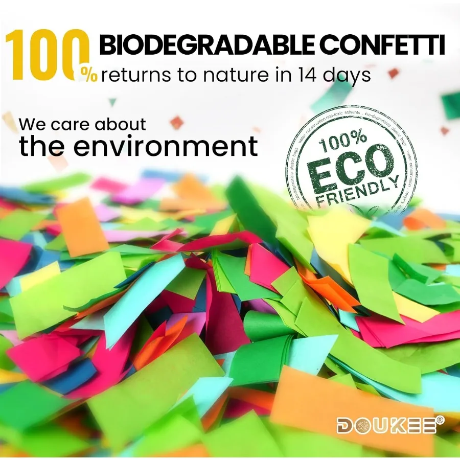 النثار القابل للتحلل الحيوي مدفع Poppe DOUKEE متعدد الألوان النثار مطلق النار حفلة بوبر 2PK للاحتفال بعيد ميلاد التخرج جديد