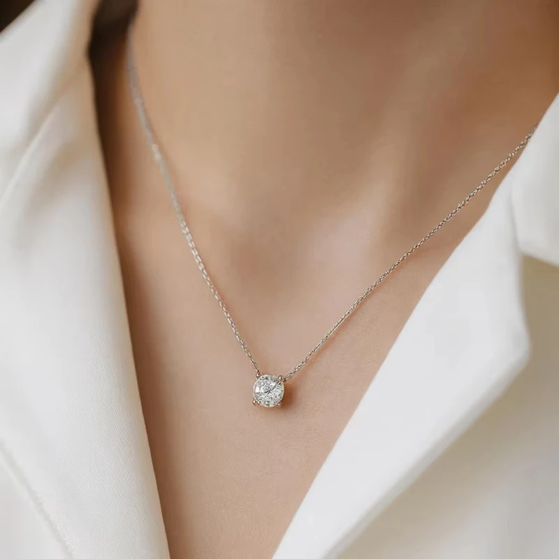 0,5-5CT Moissanit-Anhänger-Halskette für Damen, Solitär, D-Farbe, Rundschliff, Labor-Diamant mit Zertifikat, edler Schmuck – Detail 2