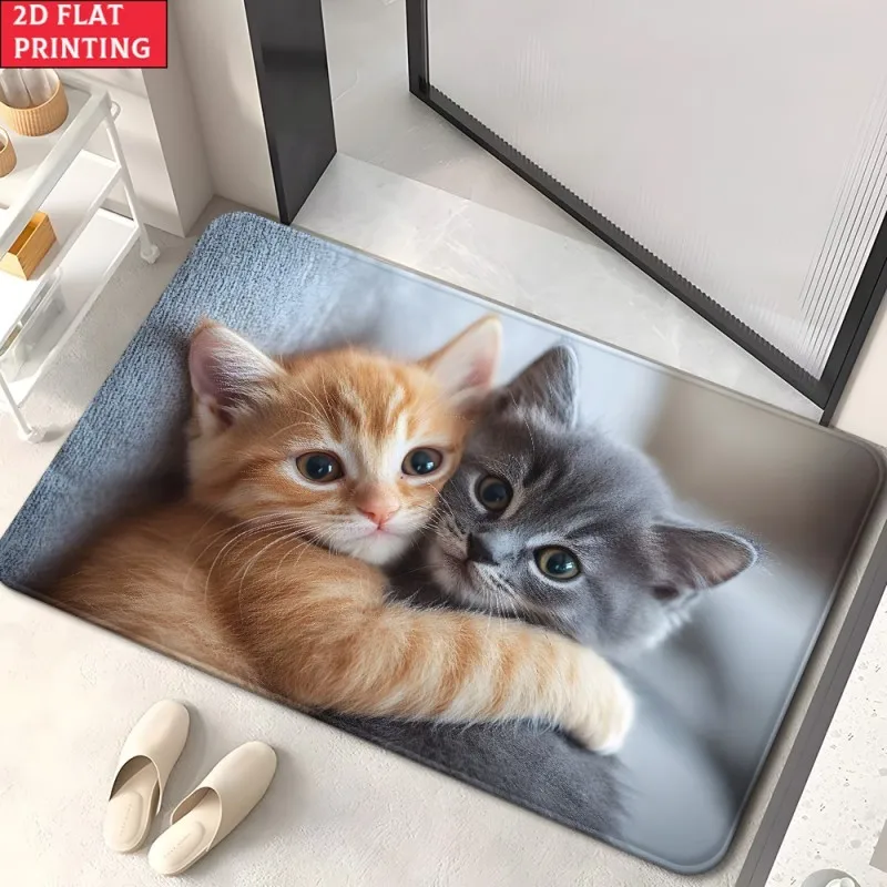 Cute Kittens Entrance Door Mat Lovely Cats Welcome Floor Rug for Hallway Porch Home Decor Creative Animals Area Foot Pad