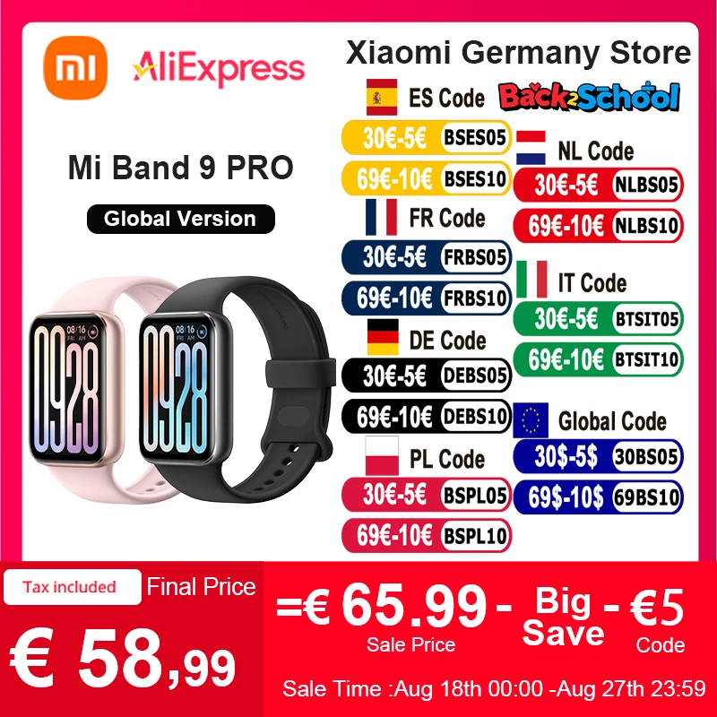 Versione globale Xiaomi Smart Band 9 Pro Smartband 1.74 Display AMOLED Ossigeno nel sangue Sport GPS Smart Watch Bracciali Mi Band