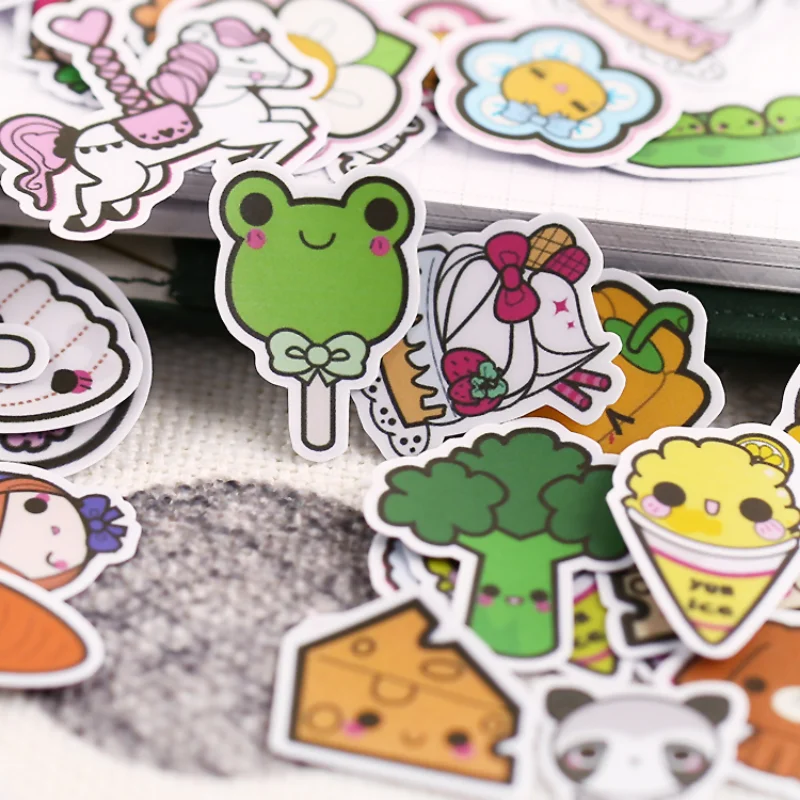 51pcs Cute Vegetable Flower Collection Stickers DIY Laptop  DIY Decals Sticker For Fridge Suitcase Stationery scrapbooking