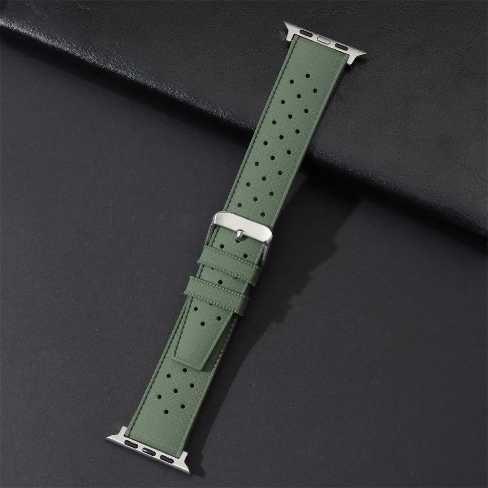 Breathable Silicone Strap Suitable for Apple Watch Ultra 8 7 SE 6 5 4 3 Green Red Black Blue Watchband 38 40 41 42 44 45 49mm