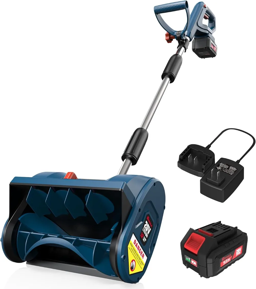 20V | 12-Inch | 4-Ah Cordless Snow Blower, Battery Powered with Directional Plate & Adjustable Front Handle