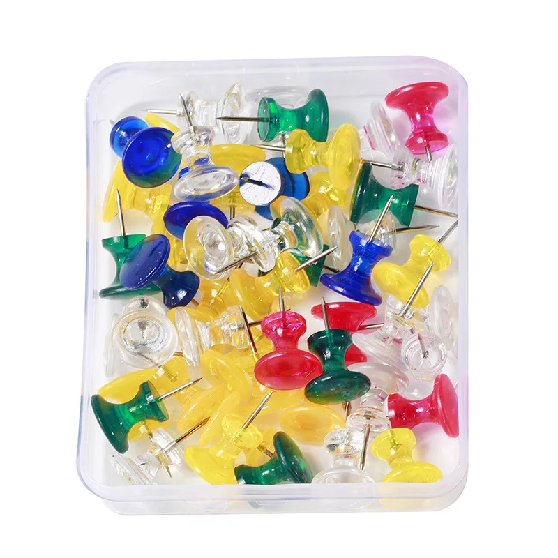 50PCS Binding Cork Board Safety Colored Plastic Pin Big Head Push Needle Pins Drawing Photo Wall Studs Office School Supplies