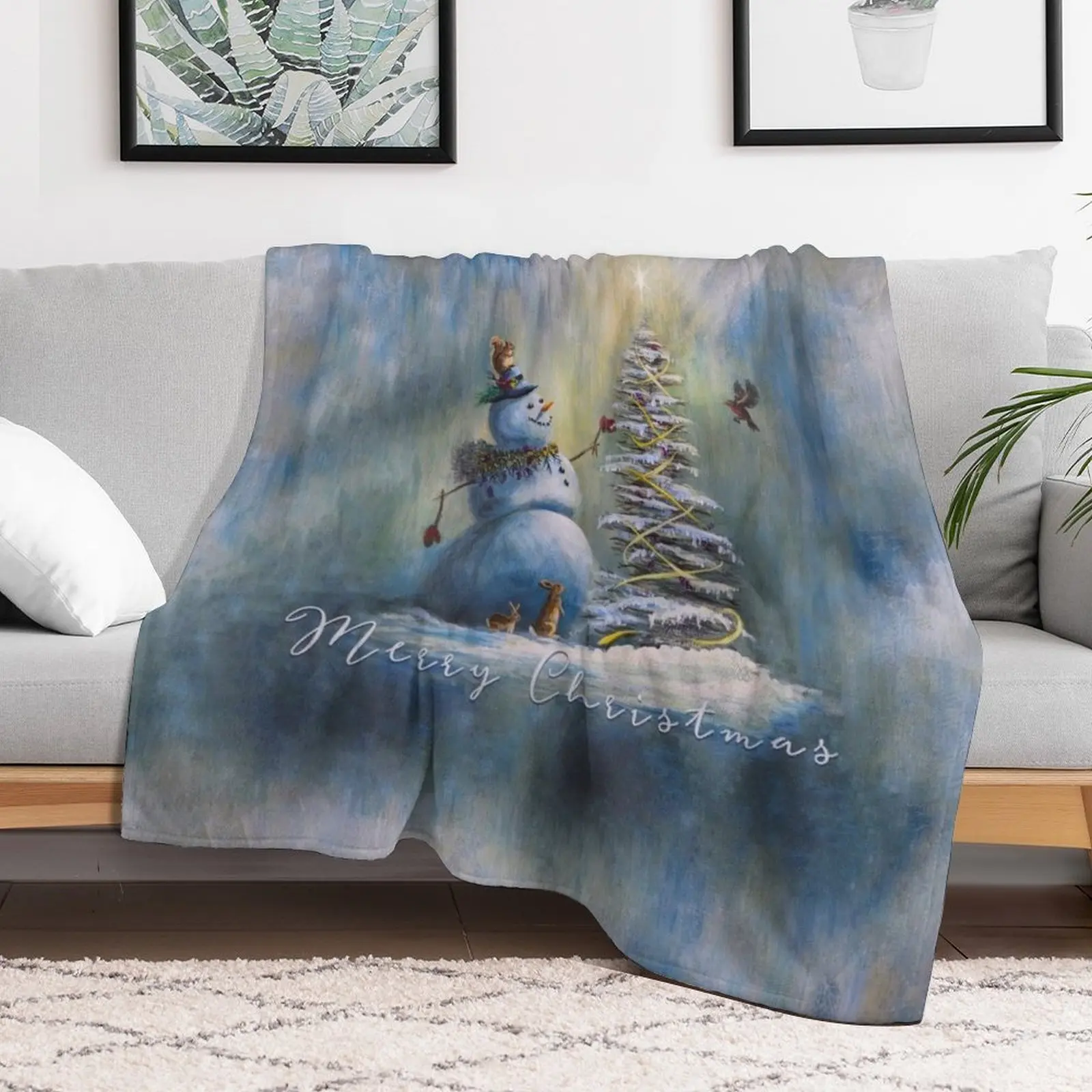 Joyful Light -Snowman Collection Throw Blanket Cozy Warm Blanket for Bed Room Decor