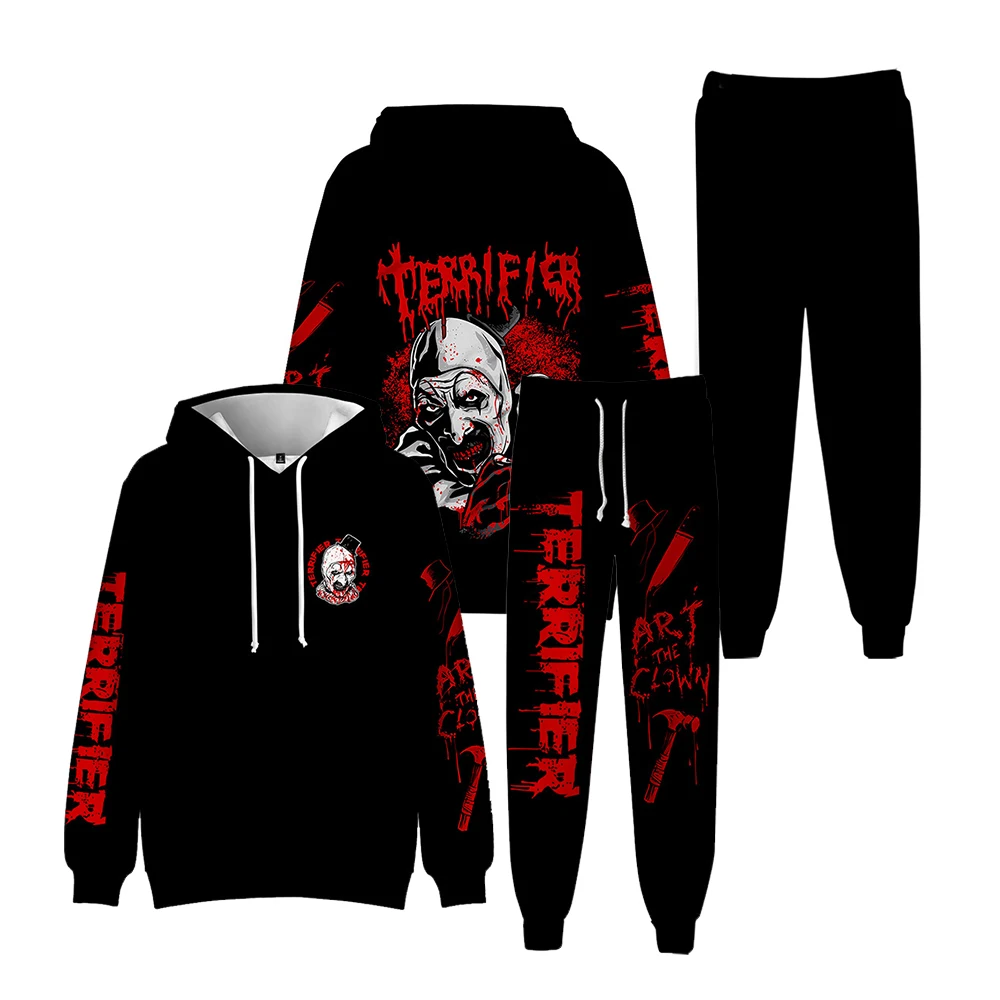 Terrifier 3 Horror Movie Merch Hoodies Set Halloween Sweatshirts Cosplay Winter Unisex Fashion Funny Casual Streetwear