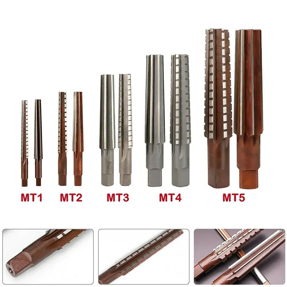 2pcs Hand Reamer MT1/MT2/MT3/MT4/MT5 9SiCr Fine/rough Edge Morse Taper Sleeve Reamer For Milling Finishing Tool