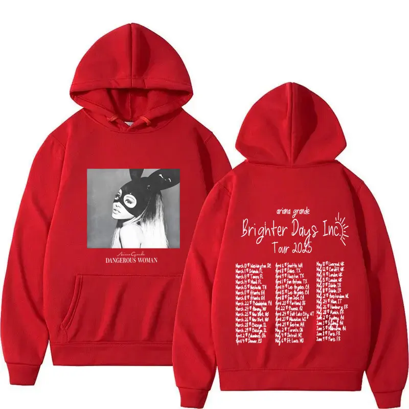 سترة بغطاء للرأس من ألبوم Singer Ariana Grande Brighter Days Harajuku للرجال والنساء بغطاء للرأس مطبوع على الموضة للرجال والنساء بلوفرات ملابس خروج للجنسين #4