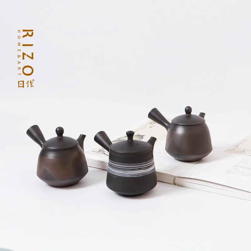 Original Japanese Regular Slippery Side Handle Teapot Iwase Hiroshi Second Hand Crafted Kiln Transformation Horizontal