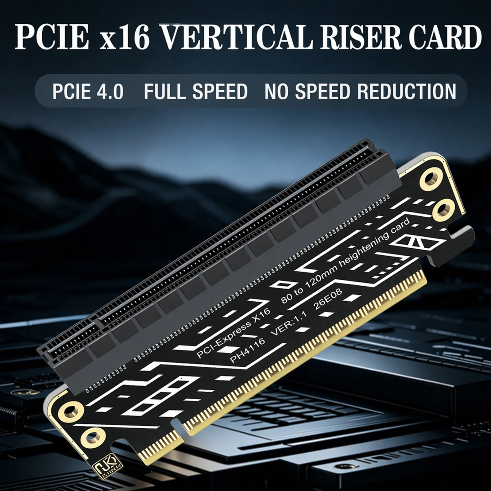 PCIE 4.0 Riser Cable for 1U / 2U Server Case Extreme High Speed Riser Cable for Half-Height Graphics Cards Expansions Design
